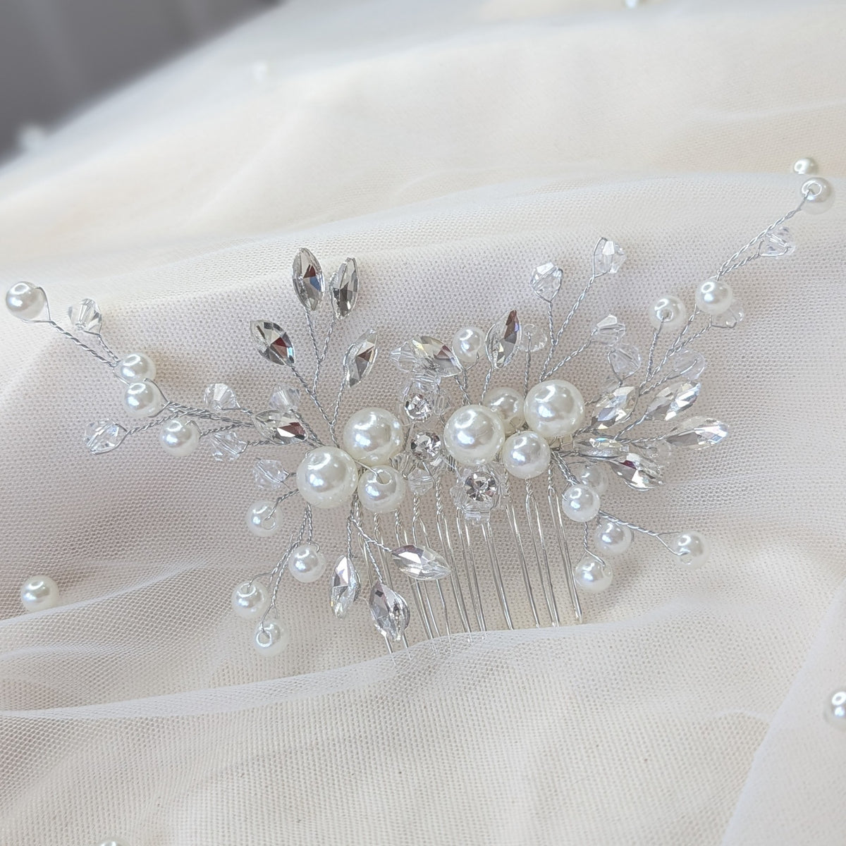 Rhinestone & Pearl Bridal Hair Comb