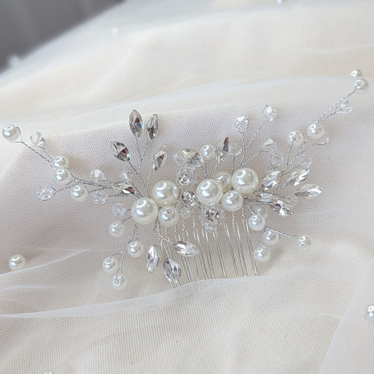 Rhinestone & Pearl Bridal Hair Comb
