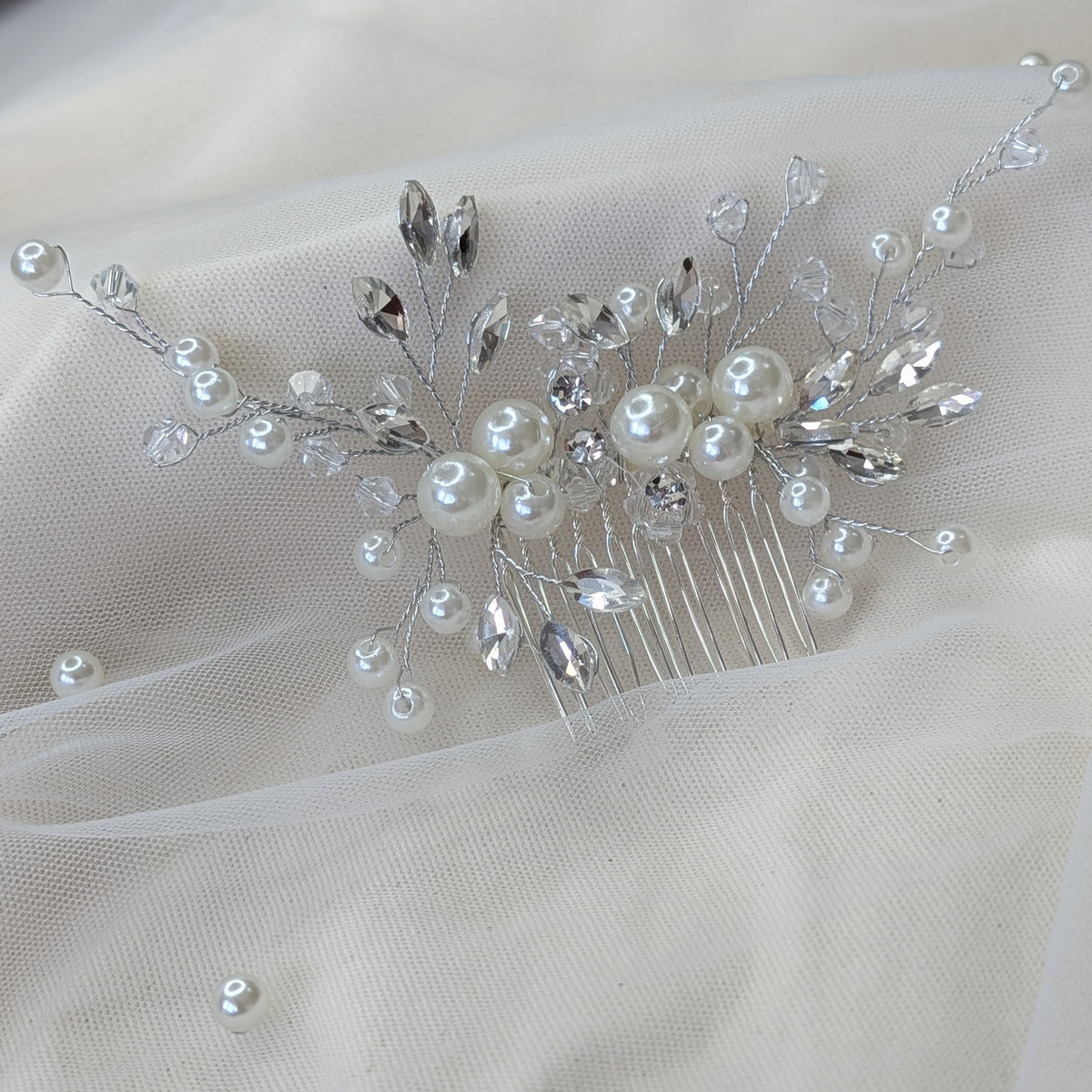 Rhinestone & Pearl Bridal Hair Comb